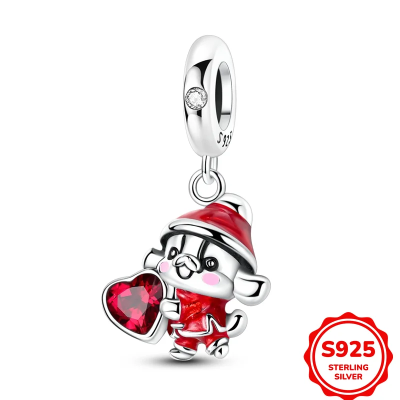 

100% 925 Sterling Silver Charms BeadPuppy Heart-Hugging Pendant Fit Original Bracelet DIY Women Jewelry Gift
