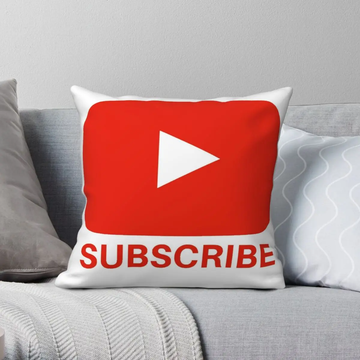 Youtube Subscribe Square Pillowcase Polyester Linen Velvet Printed Zip Decorative Throw Pillow Case Room Cushion Cover