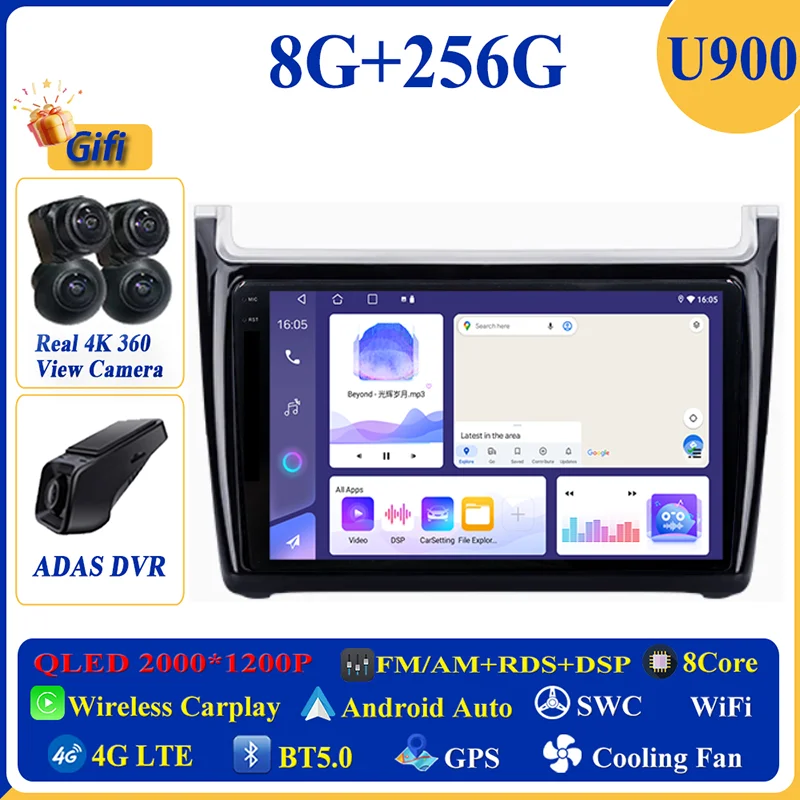 Android 16 Carplay Auto voor VW Volkswagen POLO 5 2008 - 2017 autoradio multimediaspeler navigatie GPS geen 2Din 2 Din DVD