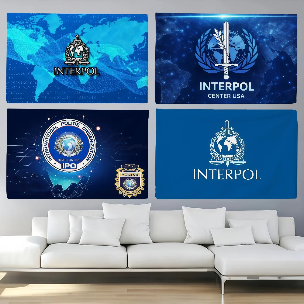INTERPOL  flag For Decoration Outdoor Picnic  Hanging Home C