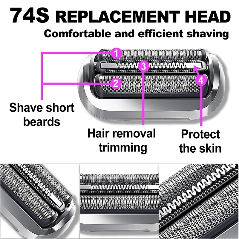 2Pack 74S Series 7 Electric Shaver Replacement Head Compatible with Braun Series 7 Foil Shaver Replacement Heads 7120s, 7125s - view 5