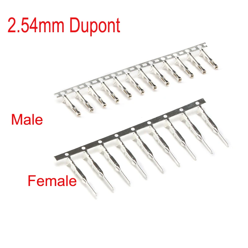 100 sztuk 2.54mm Dupont Reed Terminal męski/żeński Dupont kabel mostkujący 2.54 Dupont languette złącze metalowe Terminal