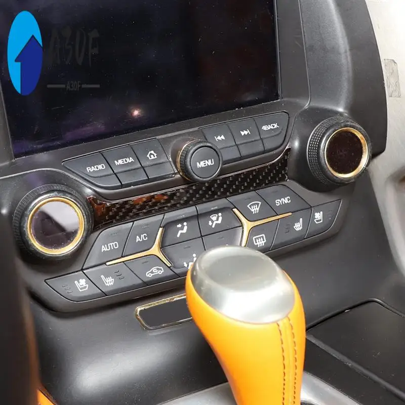 

A30F-For Corvette C7 2014-2019 Soft Carbon Fiber Car Center Navigation Screen Decorative Frame Cover Trim Sticker Parts