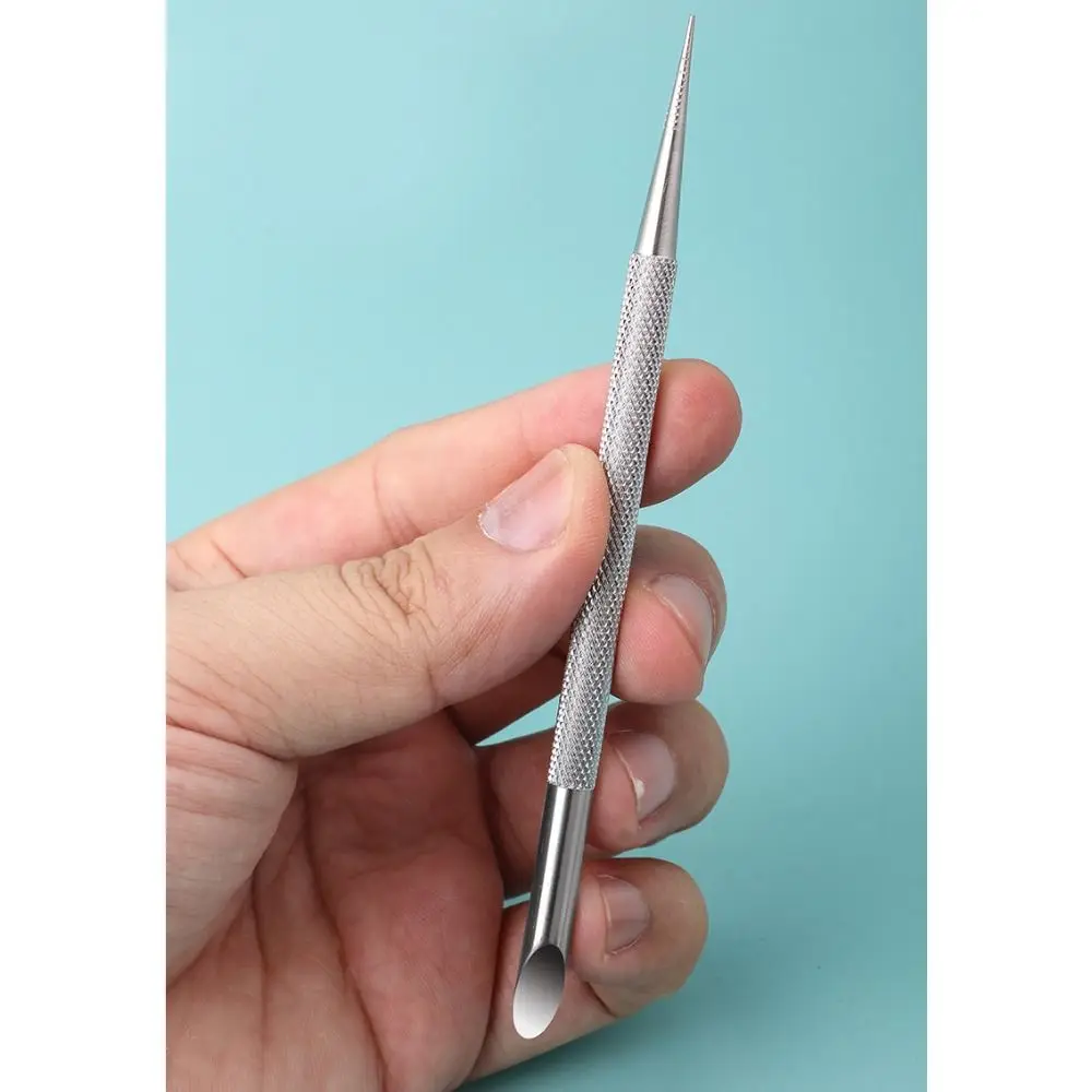 1 Stuk Roestvrijstalen Cuticula Pusher Afgeschuinde Nagelpuntpen Nagelverzorging Tool Nagelriem Verwijderaar Manicure Stick