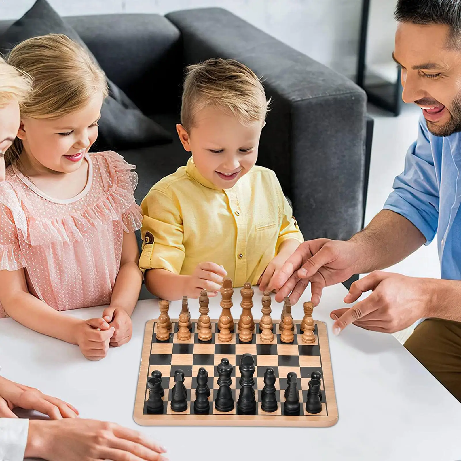 Wooden Chess Set Chess Game Set Double-Sided Board Interactive Game for Beginners Kids Adults Family Travel Home Outdoor