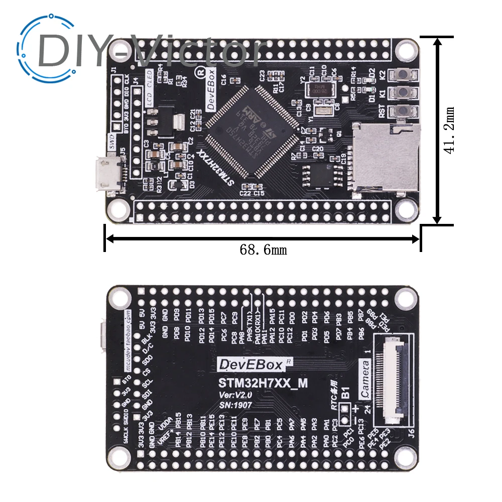 Imagem -06 - Placa Sistema Tft Desenvolvimento Interface m7 Núcleo Board Cabo Usb Stm32h750vbt6 Stm32h743vit6 Stm32h7