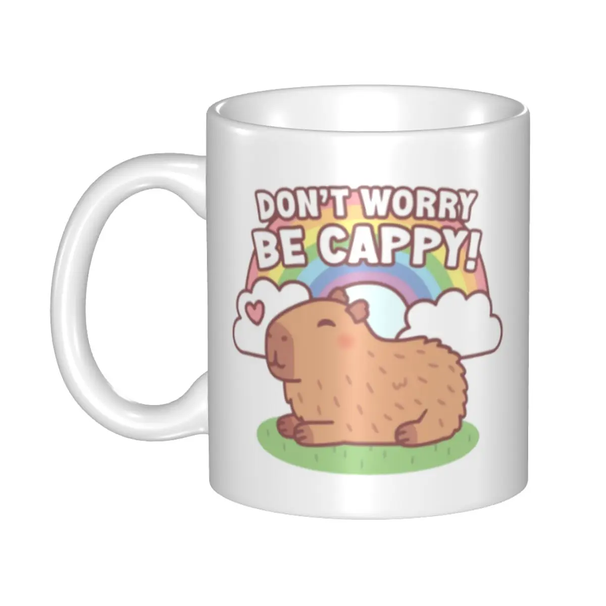 

Custom Cute Capybara And Rainbow Coffee Mug DIY Ceramic Milk Tea Cup