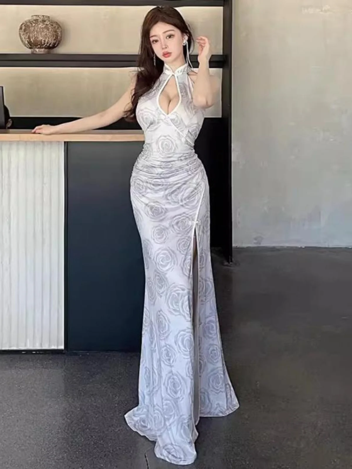 plus maat 300-poos sexy split lange qipao dr hangende neline avondjurk ele plus size dames faionable lente su...