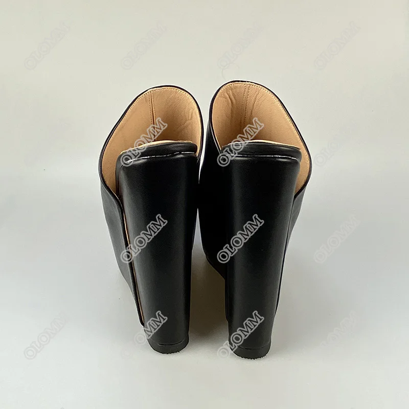 Olomm Handmade Women Summer Platform Mules Sandals Wedges High Heels Open Toe Elegant Black Party Shoes Women US Plus Size 5-20