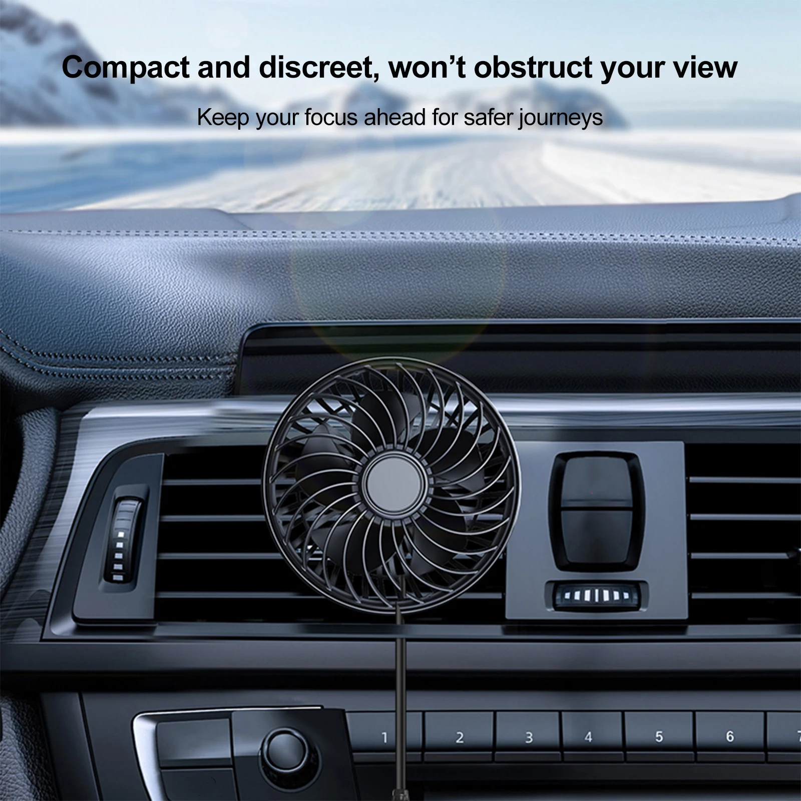 USB Charging Car Vent Clip Cooling Fan Portable Brushless Motor Air Cooler Fan With 360 Rotation & 3 Speeds for SUV Truck Van RV