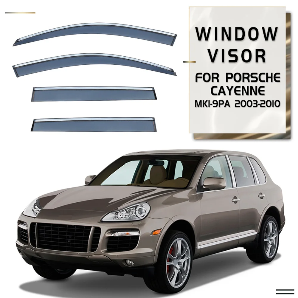 

Chrome Strips Rain Guards for PORSCHE Cayenne 2002-2010 Window Visor Wind Deflectors Door Visor Vent Shades Ventvisor