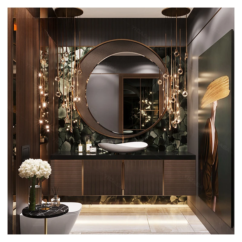 best selling gold stainless steel luxury hotel bathroom vanity cabinet wash basin cabinet bathroom