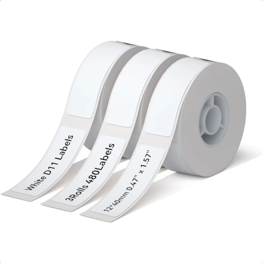 D11 fabricante de etiquetas cinta adhesiva papel de etiquetas blanco 0,47X1,57 12X40mm 155 rollo de etiquetas Compatible con impresora térmica D11 D110 P