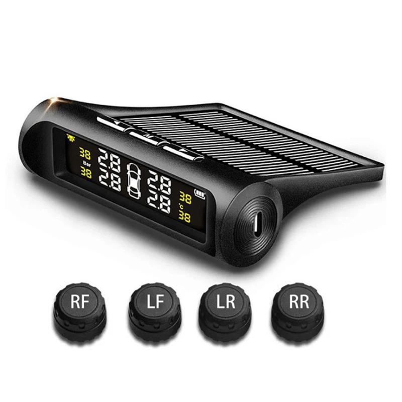 

Wireless TPMS Solar Charger, 4 External Sensors, Infineon Chip, Auto Power On/Off, Compatible with Various Vehicles