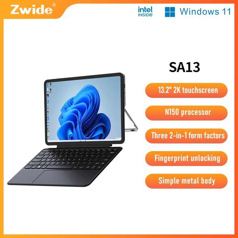 كمبيوتر لوحي Zwide مقاس 13.2 بوصة 2 في 1، خفيف الوزن ومحمول لرحلات العمل والمكتب والترفيه