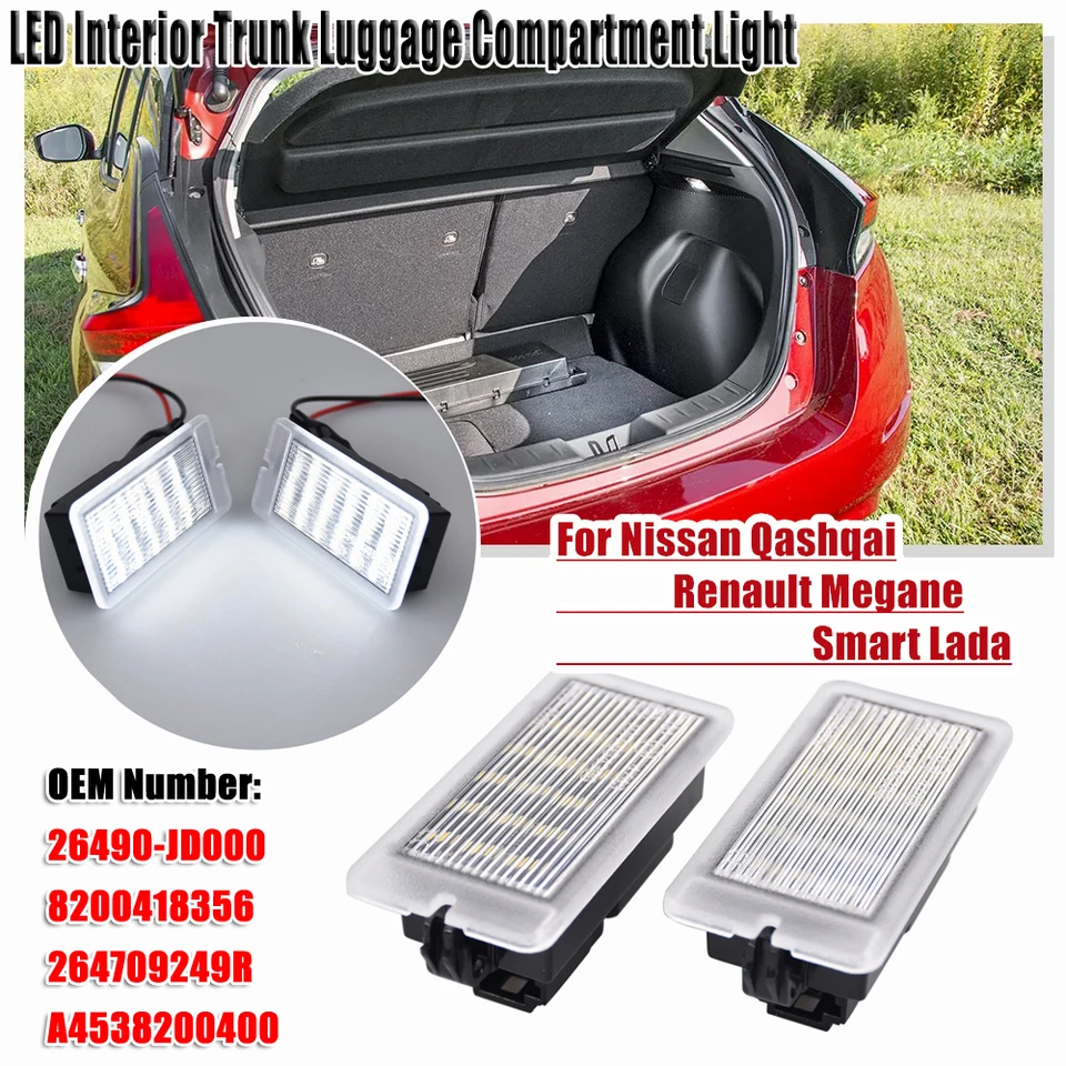LED Luggage Compartment rear Trunk Boot Lights For Nissan Qashqai