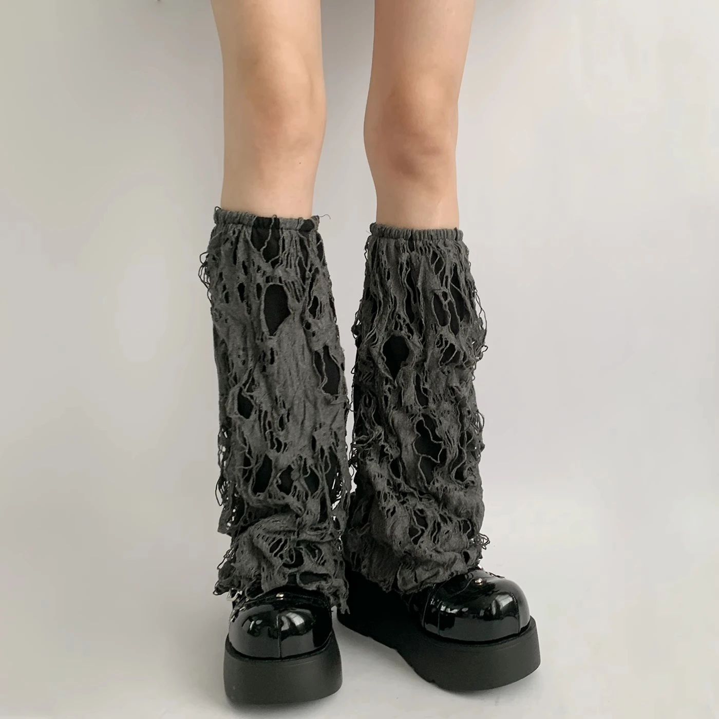 Gothic Ripped Leg Socks Jk Women Dark Punk Leg Warmer Y2k Beggars Socks with Holes Party Harajuku Leg Cover Boot Cuff Socks