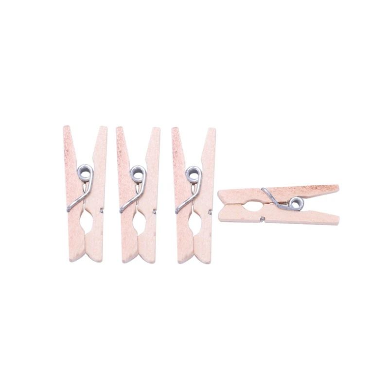 100 pz/set 25Mm Mini Clip in legno Natural Craft Pin Line Photo Baby 1 rotolo 100 metri Natural Textured Hessian juta spago Strin