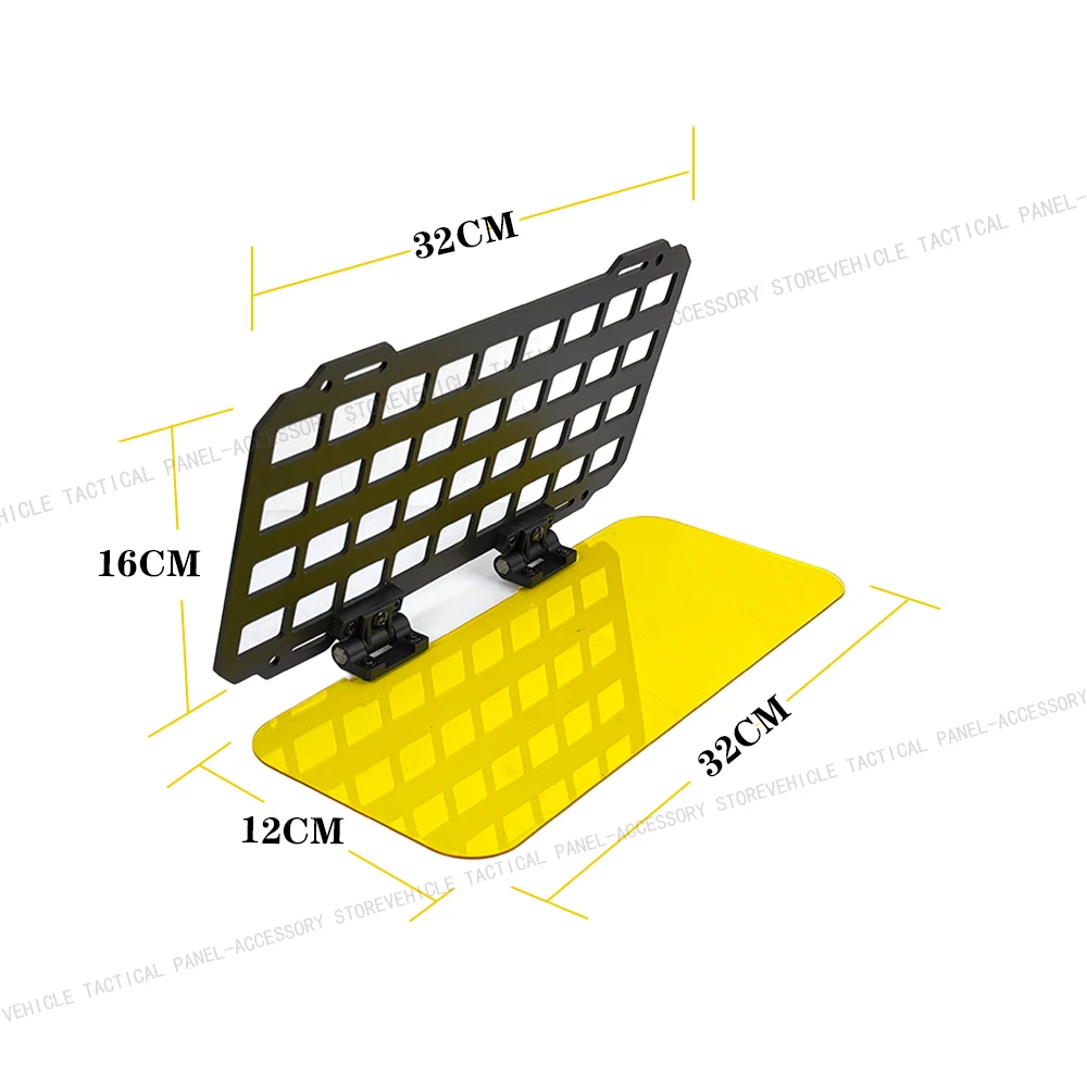 자동차 선바이저 몰리 패널 고강도 ABS 자외선 차단 선쉐이드 전술 수납함 지프 랭글러 포드 F-150 오프로드용