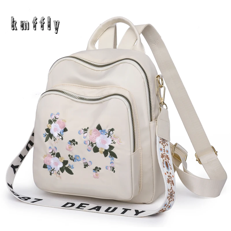 

Fashion Small Bag Multilayer Fashion Women's Backpack Chinese Style Flower Pattern Girl School Bag Roman Wide Strap Shoulder Bag