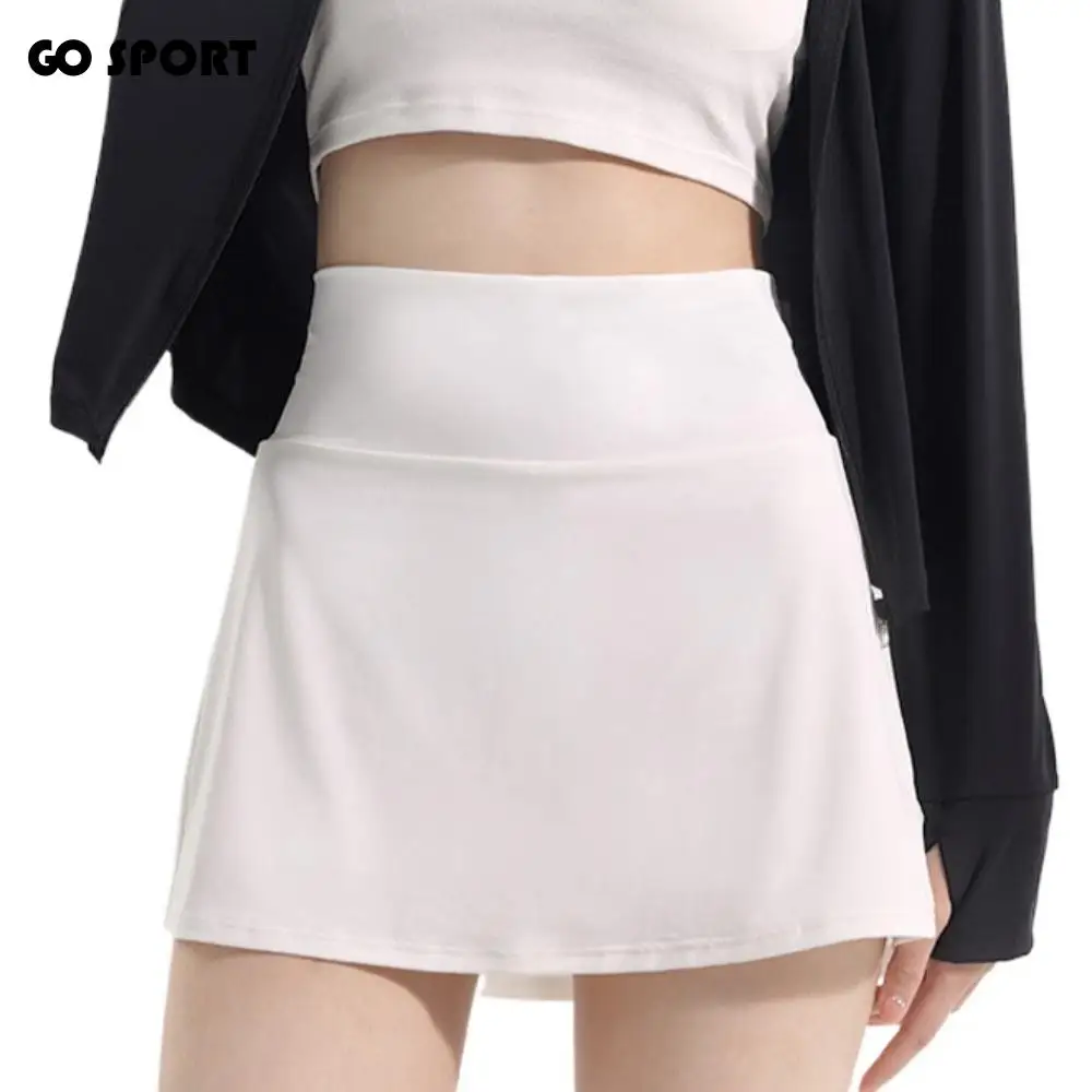 

Anti Glare Pleated Tennis Skirt Quick-Drying Double Layer High Waisted Golf Skirts Dress Solid Color Yoga Sport Skirt Female