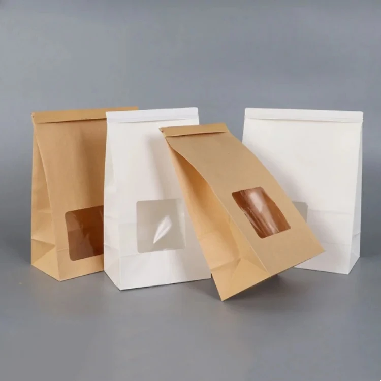 

100PCS White Kraft Paper Bread Food Bags, Grease-Resistant Takeout Pouches for Bakery, Sandwiches, Hamburgers & Street Food