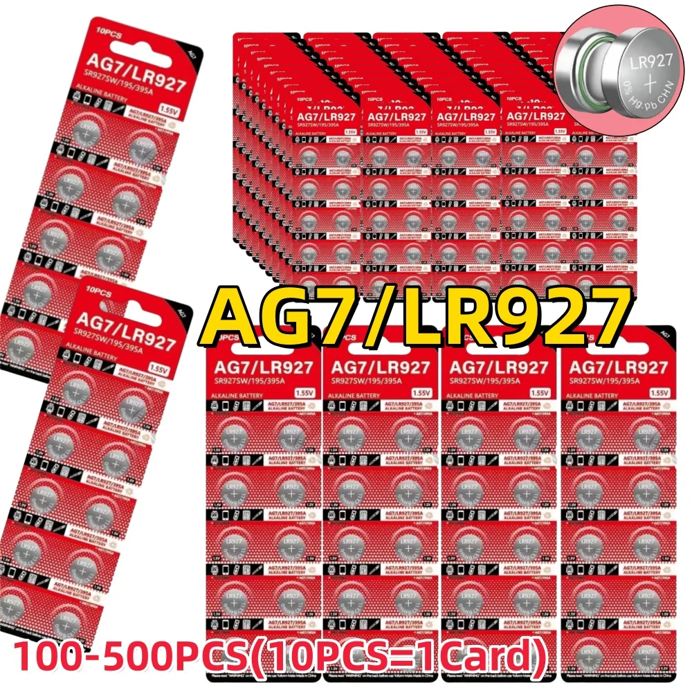 

100-500 шт. литиевые батарейки AG7 кнопка 395 LR927 395AL926F SR927SW батарея для часов игрушки контрольный калькулятор