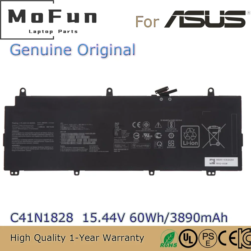

Совершенно новый оригинальный аккумулятор для ноутбука C41N1828 15,44 В 60 Втч для серии ASUS Zephyrus 3 GX531 GX531G GX531GV GX531GW и т. д.