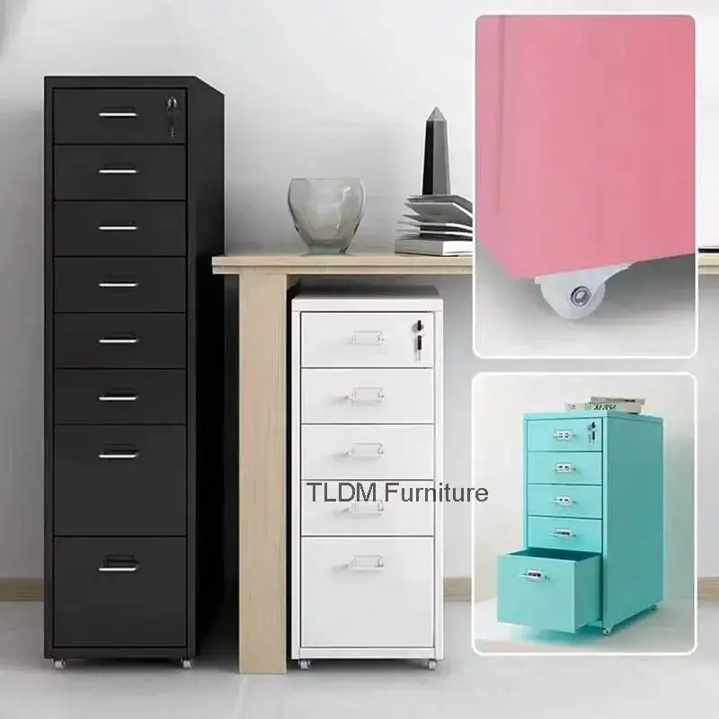 Metal Filing Cabinets Office Desk Organizer Multi-layer Locking Shelf Mobile Modern Storage Drawer Cabinet Simple Home Furniture