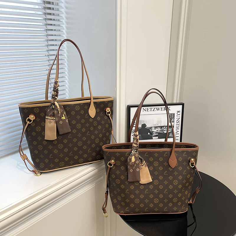 

Винтажная стильная шикарная женская сумка через плечо Элегантная кожаная сумка-тоут Высококачественная сумка через плечо Классический дизайнер