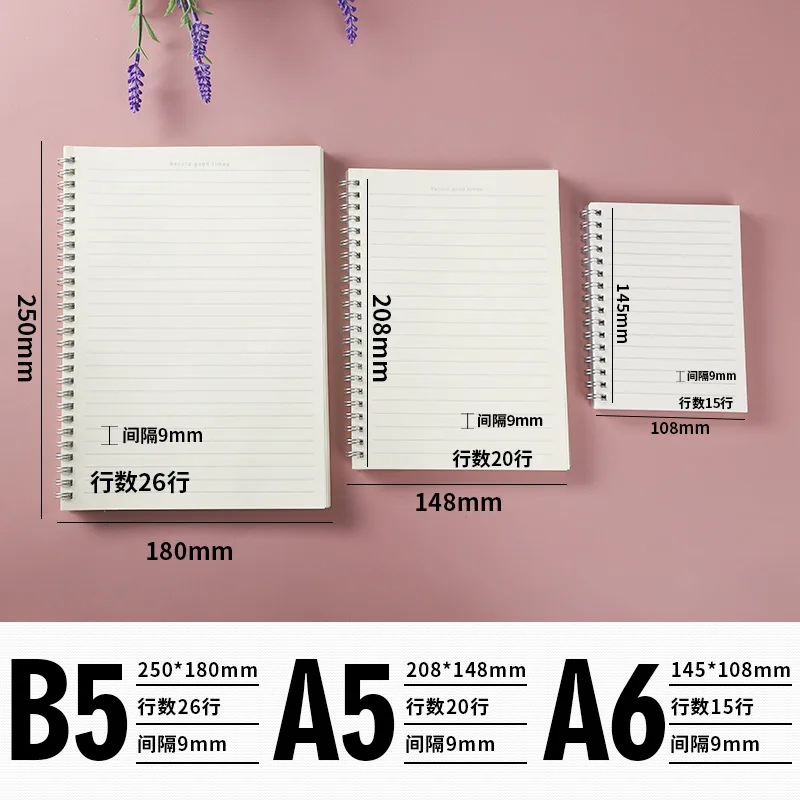 A6 pocket coil book notebook a5 wholesale pp high value job b5 note record small book grid rollover diary notebook  diary