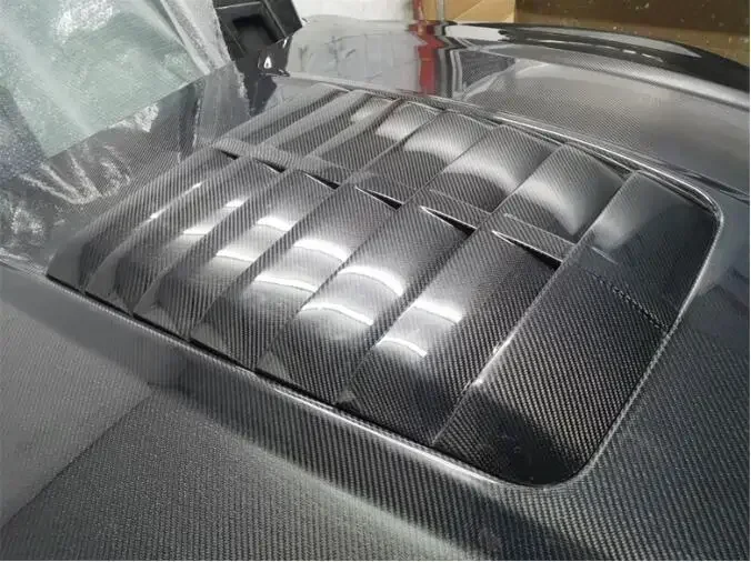 Novo! Tampa de ventilação do capô do motor dianteiro do carro da liga de alumínio, fibra de carbono real, Ford Mustang 2015 2016 2017 2018 2019 2020 2021 2022