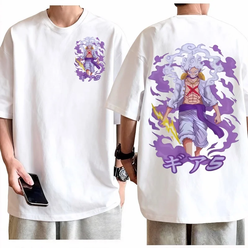 ワンピース ルフィ ギア 5 ニカ Tシャツ メンズ ダイナミック プリント コットン アニメ Tシャツ モダン ストリートウェア 快適 カジュアル デイリー トップ