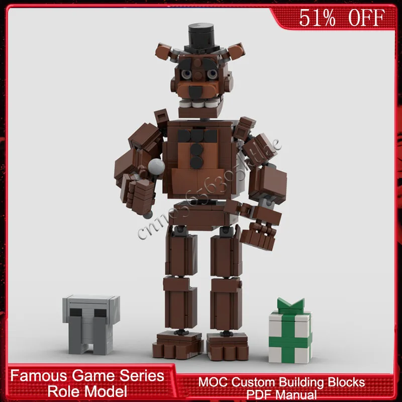 398 pièces de la série de personnages de jeu populaires, ours festif Bot MOC, blocs de construction modulaires personnalisables, briques simples, jouet d'assemblage DIY, cadeau