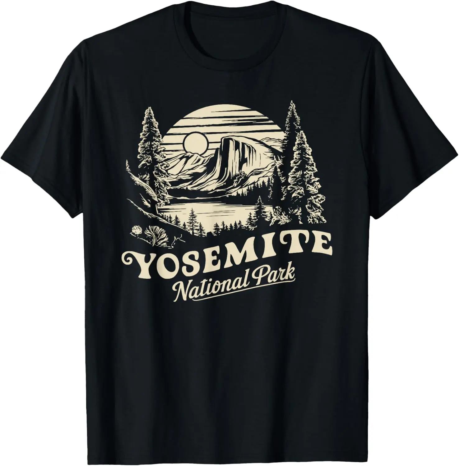 Retro Yosemite Half-Dome National Park Vintage Womens Mens T-Shirt Tee – Soft, 100% Cotton Trendy Y2K Short-Sleeve Tee-Soft,
