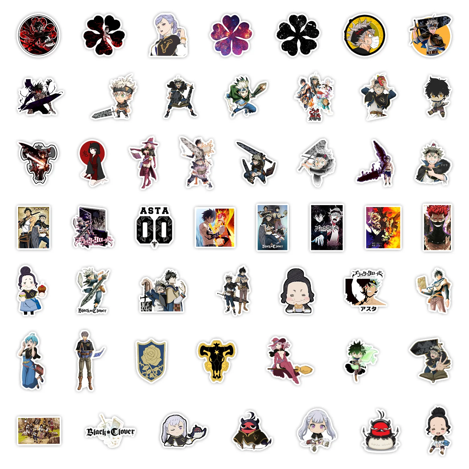 50Pcs Anime Black Clover Series Graffiti Stickers Suitable for Laptop Helmets Desktop Decoration DIY Stickers Toys Wholesale