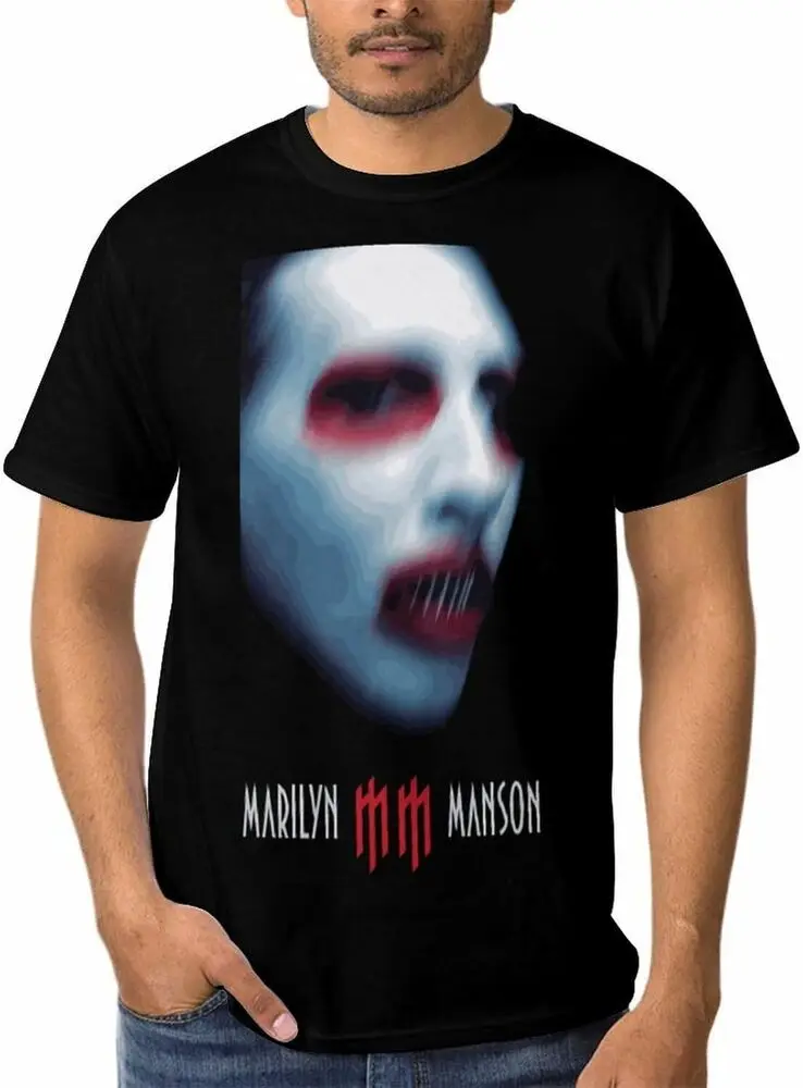 Marilyn Manson Men's Comfort  T-Shirt Summer Fashion Novelty Crewneck Top Tees Anime Graphic T-shirts for Men Clothing Women Tee