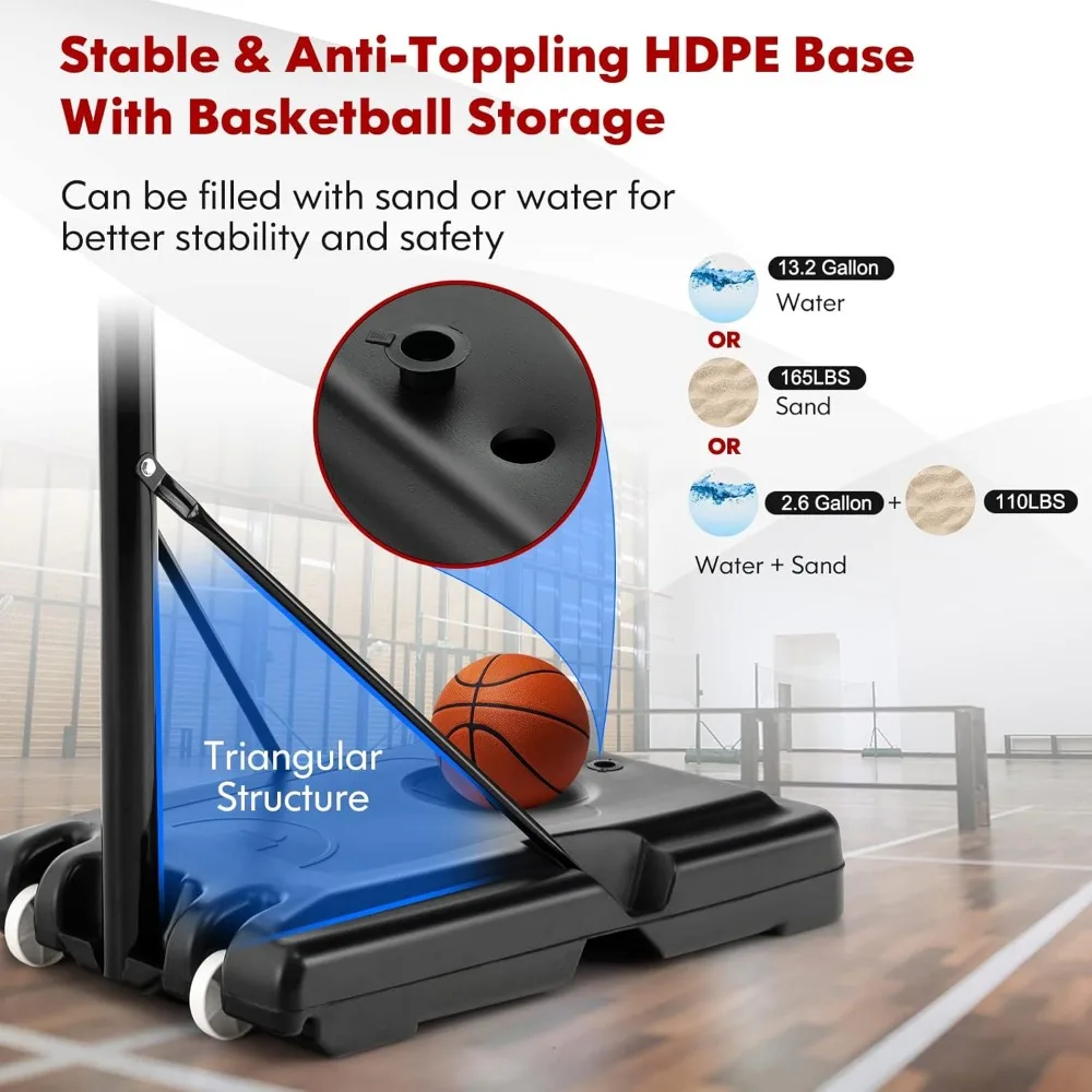 Height Adjustable 10FT Basketball Goal with 44 Shatterproof Backboard, Outdoor Portable Basketball Stand for Height Flexibility