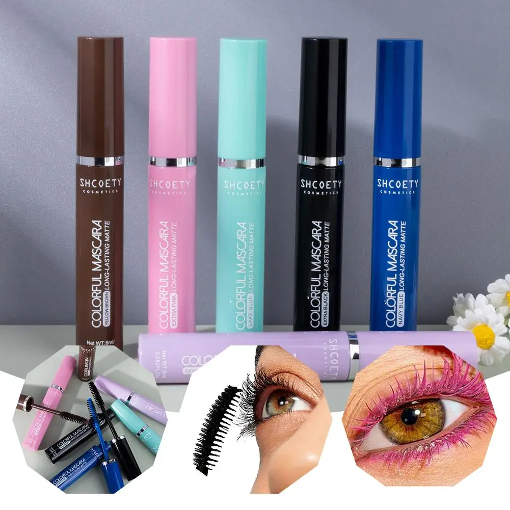 Kleurrijke Mascara Waterdichte Wimpercrème Wimper Dikke Lange Mascara Verlenging Make-Up Curling Natuurlijke Blijvende B3z9