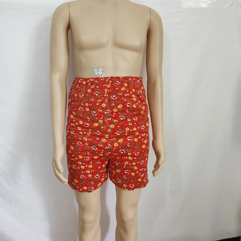 

Couples Sexy Floral Soft Touch Briefs Filled Cotton Puffy Warm High Waisted Panties Handmade BF Briefs Fetish Private Party