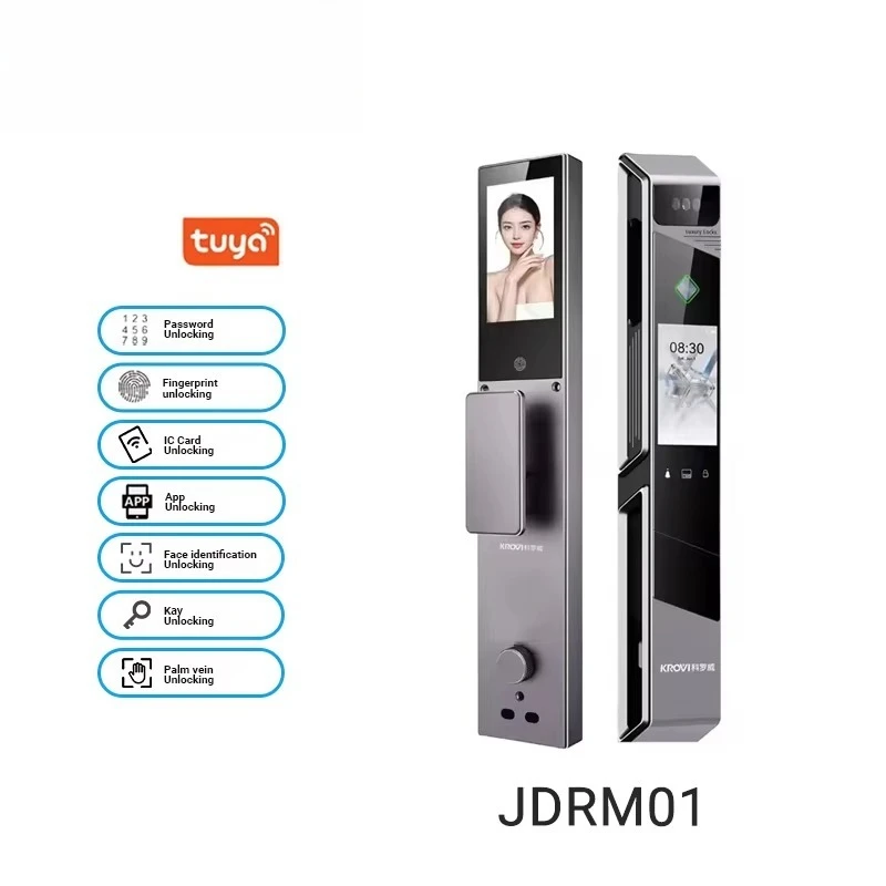 CNC Full-Automatic Intelligent Key Digital Smart Lock Cloud Wifi Tuya Face Recognition for Wood/Aluminum Doors