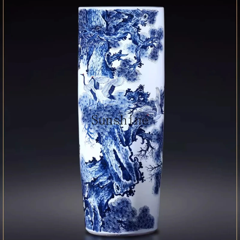 

Floor-to-ceiling flower arrangement quiver Chinese living room painting and calligraphy cylinder straight porcelain ornament