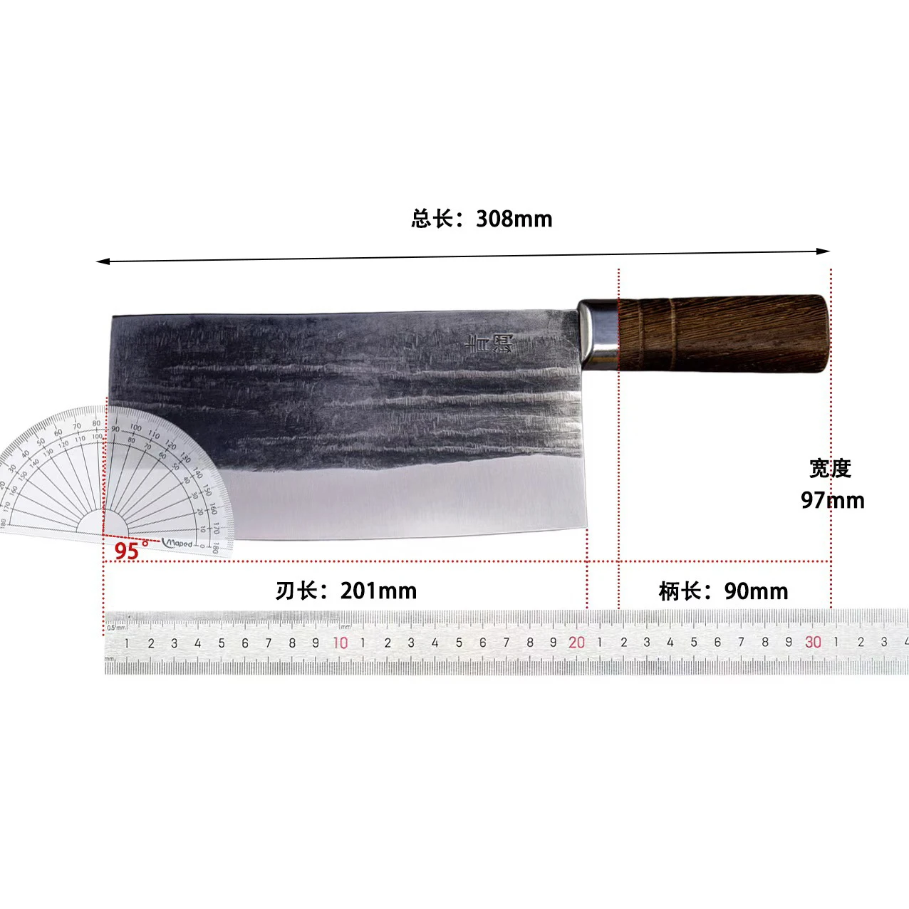 8 Inch Chopper Knife Spring Steel Blade Wood Handle Chopping Slicing Cleaver Handmade Forged Kitchen Knife Meat Poultry Tools