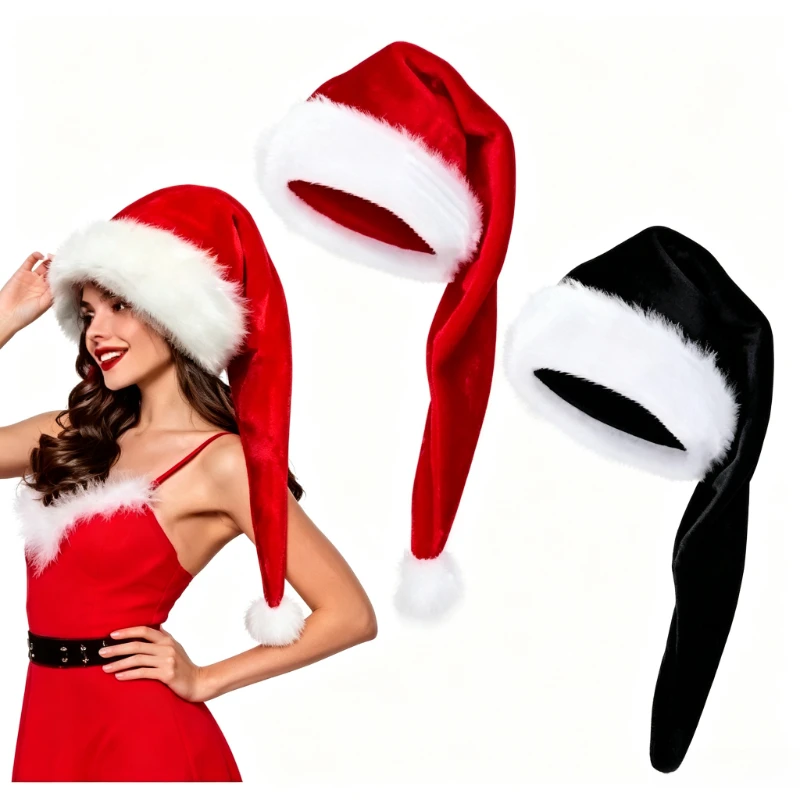 1pc Super Long Santa Hat Soft Comfortable Santa Claus Caps for Adults Men Women, Christmas Party Hats Durable Xmas Decorations