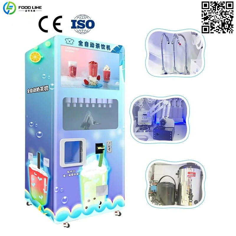 Customized Automatic Bubble Tea Vending Machine Milk Tea Vending Machine For Boba Tea Cash Card Reader Coin Operated With Wifi
