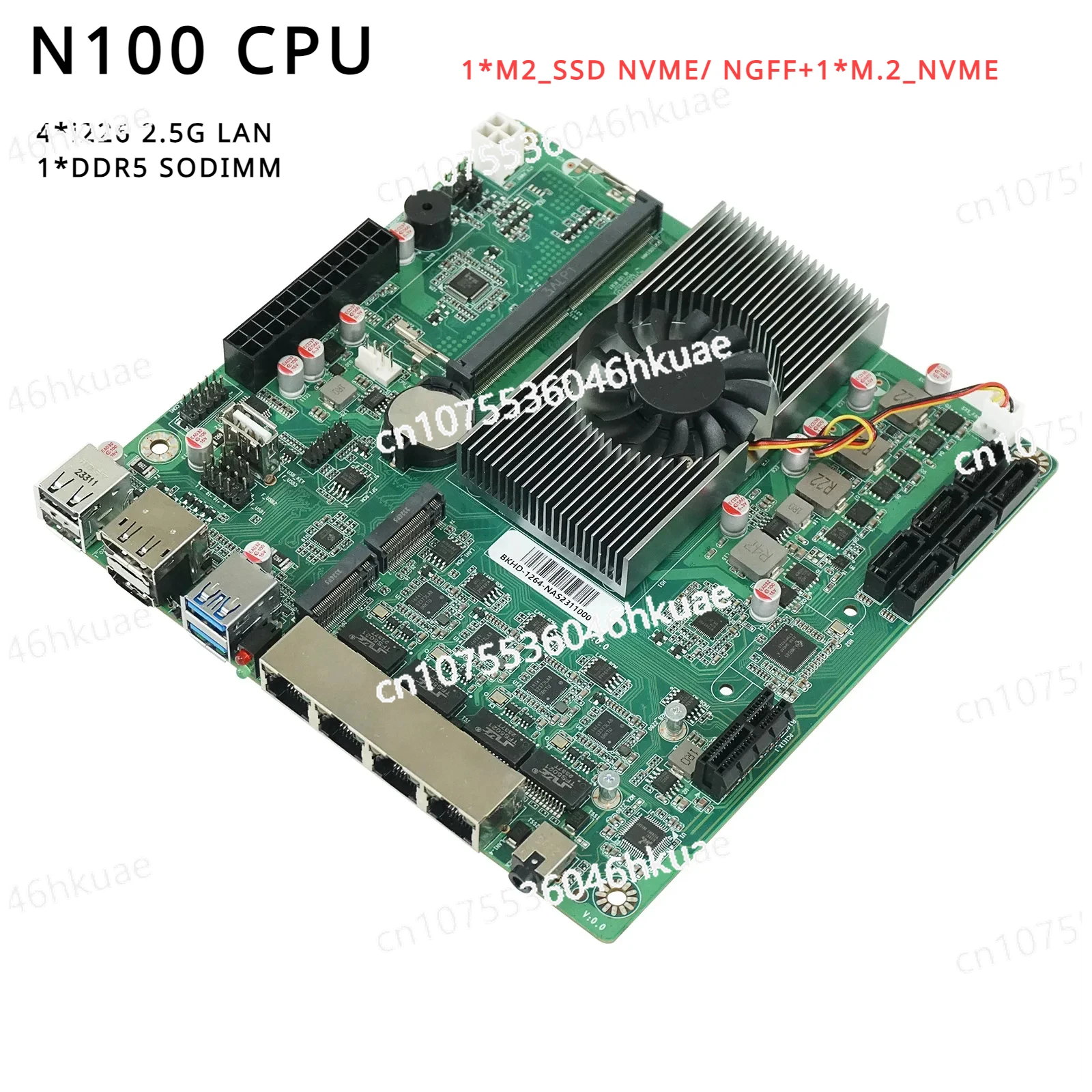 NAS N100 Nics Industrial Motherboard Home 4 Cores 4 Threads Processor 4x2.5G I226 Network M.2 Slot 6xSATA DP HD Low Power