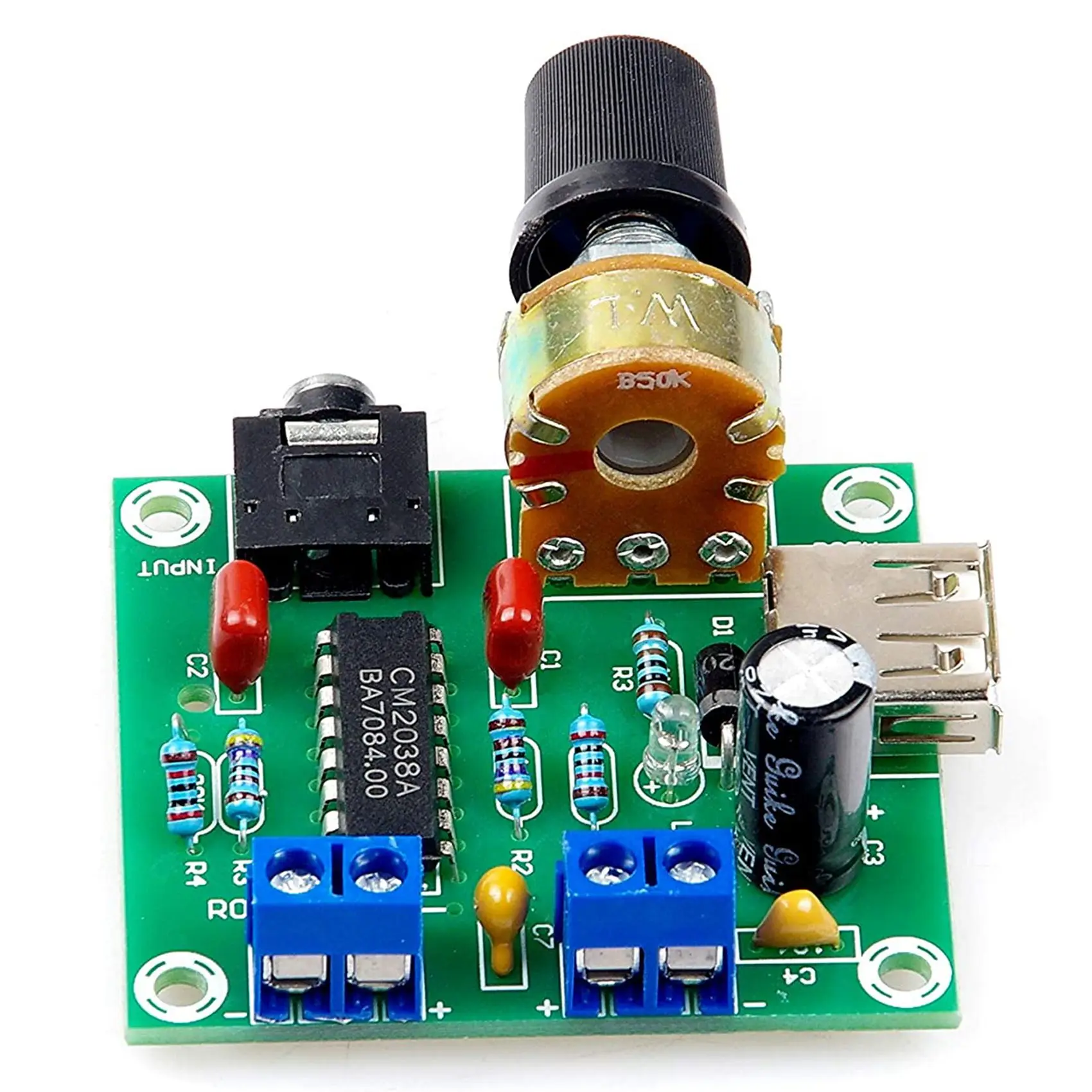 

FLLF Mini Power Amplifier Board 5W+5W HiFi Two-Channel PM CM2038 5V USB Supply Power Audio Amplifier