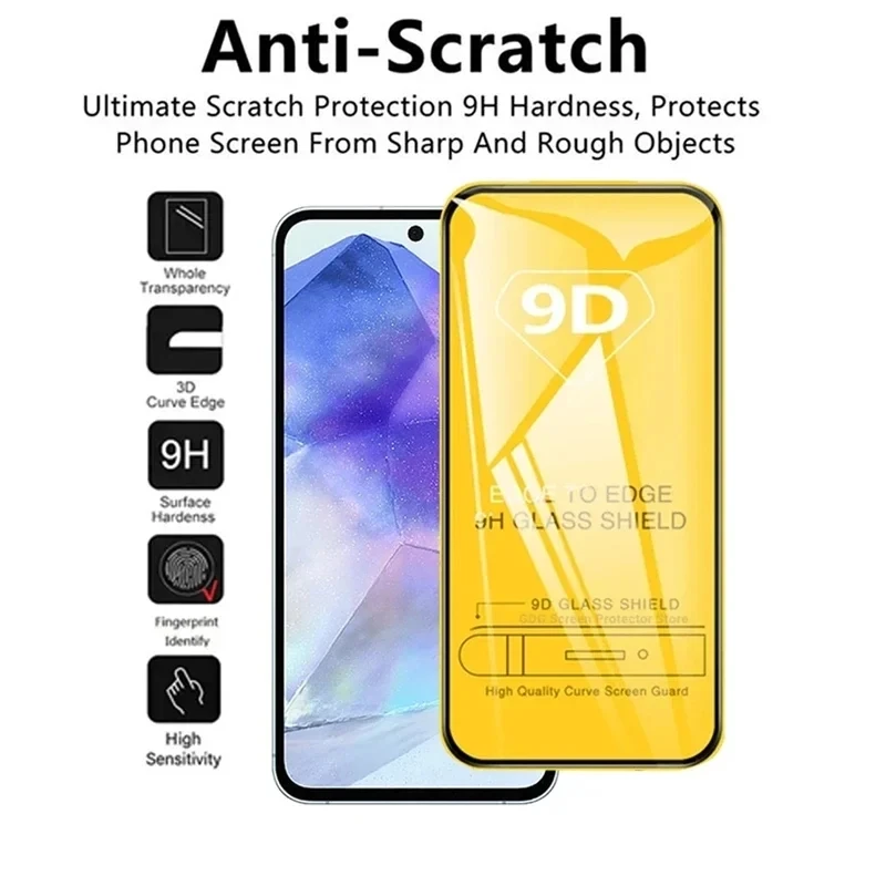 9D Tempered Glass For Samsung A55 A15 A54 A34 A13 A14 A53 A52 A12 A33 A23 A32 A73 A03 A50 A70 A21S Screen Protector + Lens Film