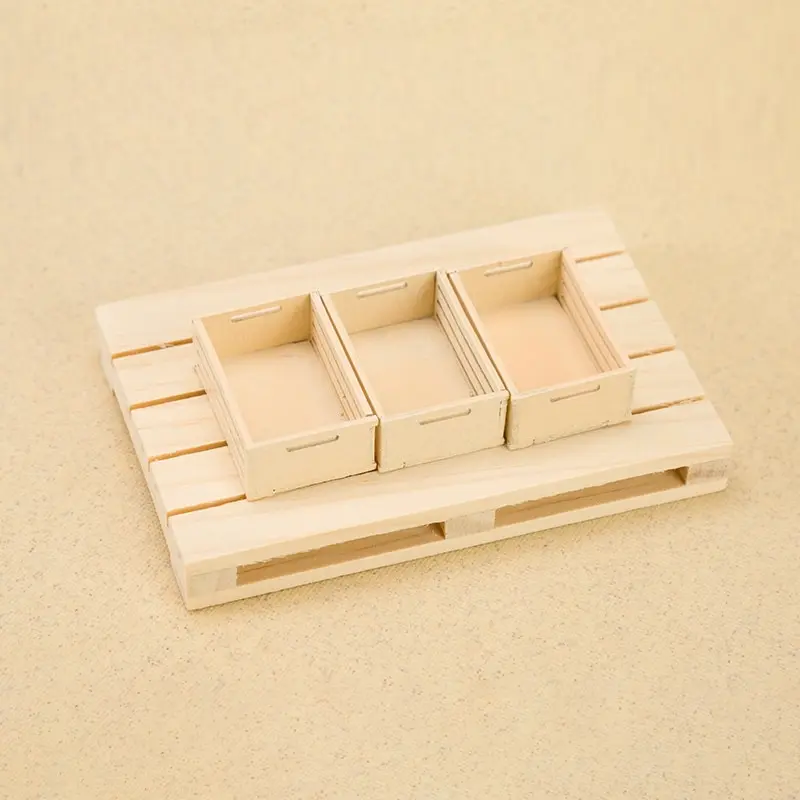 1/12 Dollhouse Mininature Wooden Tray Rectangular Pallet Showcase Mini Furniture Model DIY DollHouse Decor Toy Photo Scene Props