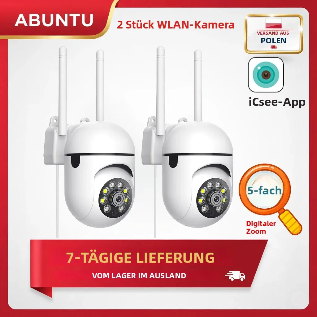 1/2 Stück 2MP Mini PTZ WLAN-Sicherheitskamera HD ICsee App Heimüberwachungskamera Nachtsicht Menschenerkennung Auto-Tracking Audio